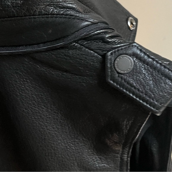 BCBG MAXAZRIA black leather vest and cape size x small - Picture 4 of 7